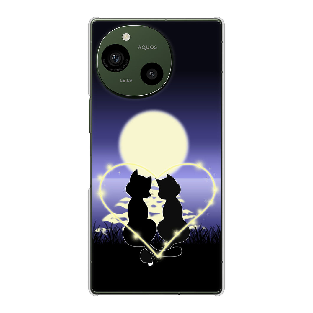 AQUOS R9 SH-51E docomo 高画質仕上げ 背面印刷 ハードケース夜とネコ