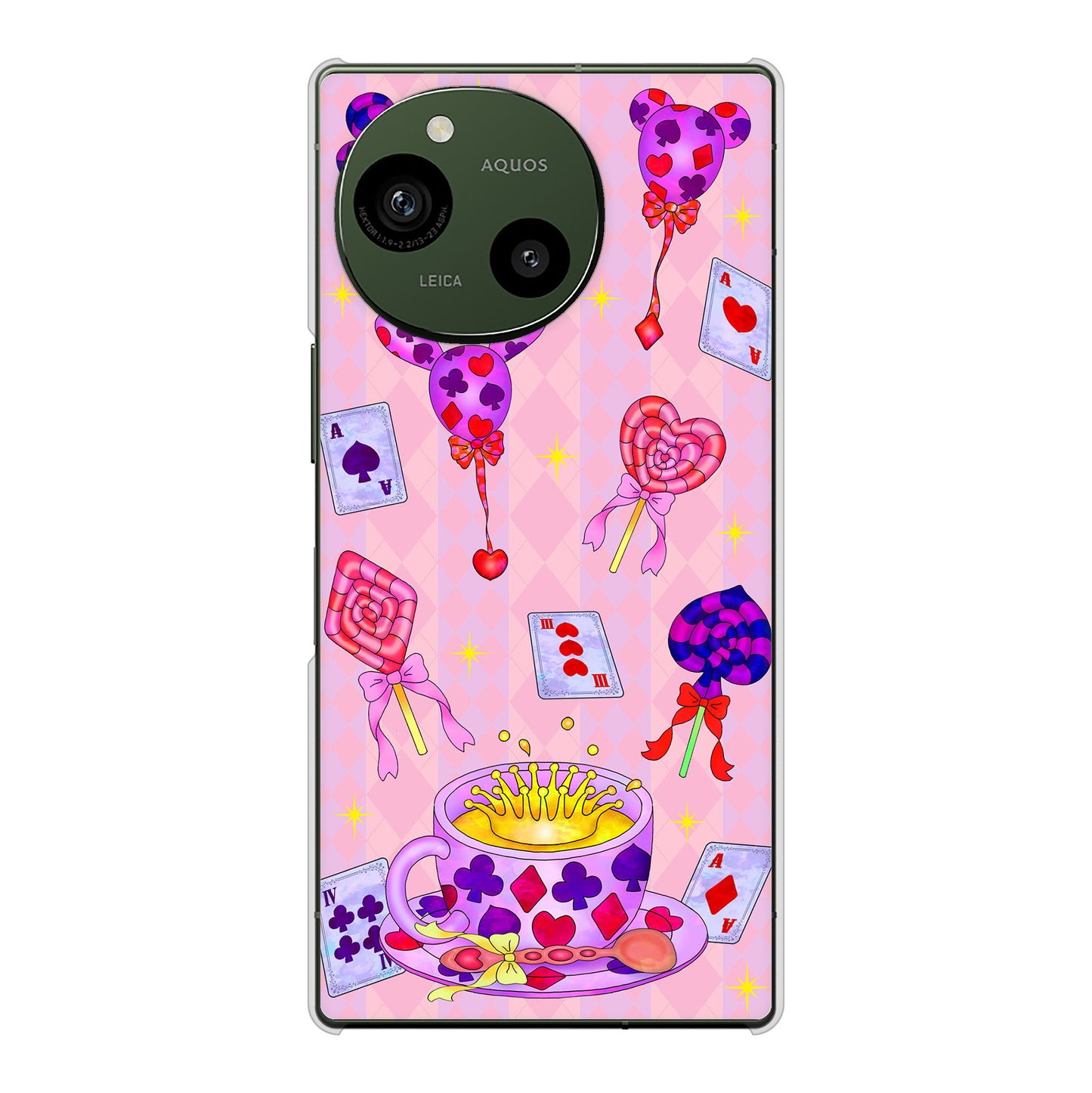 AQUOS R9 SH-51E docomo 高画質仕上げ 背面印刷 ハードケースむかいあぐる トランプティー