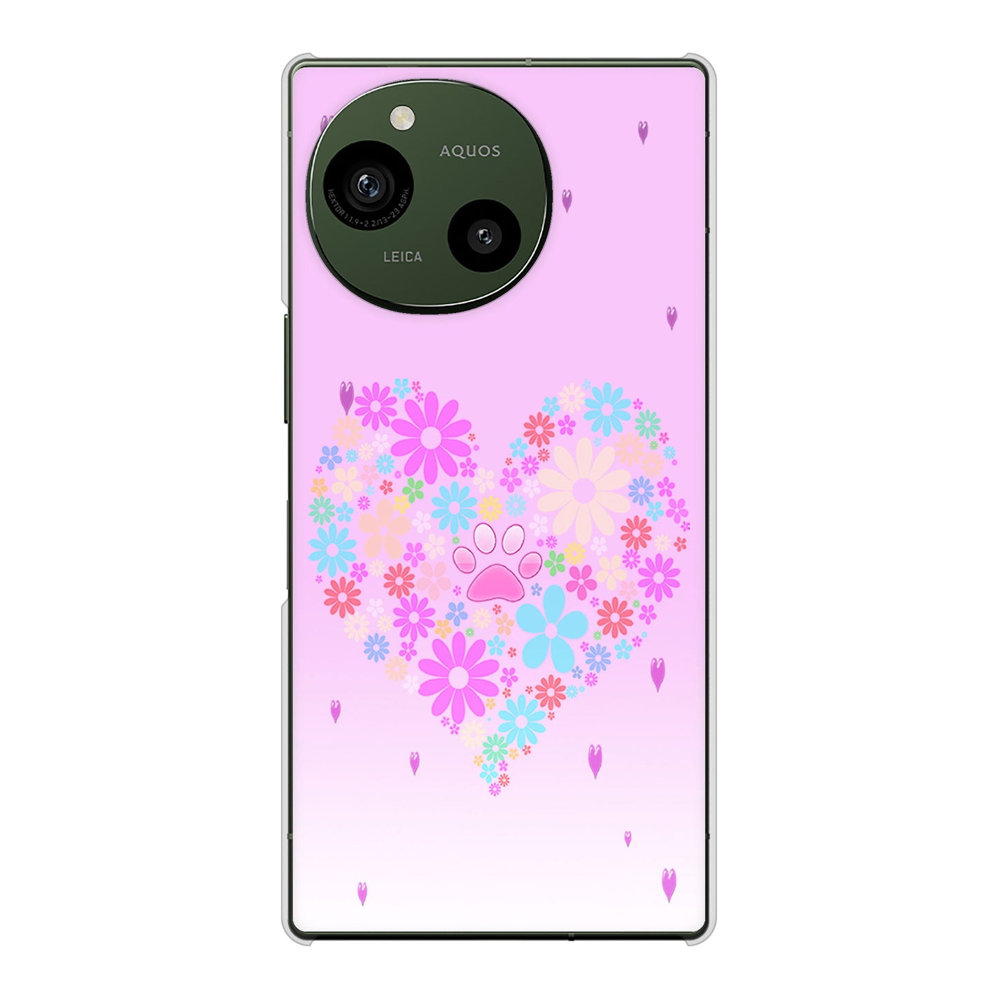 AQUOS R9 SH-51E docomo 高画質仕上げ 背面印刷 ハードケースハートと肉球