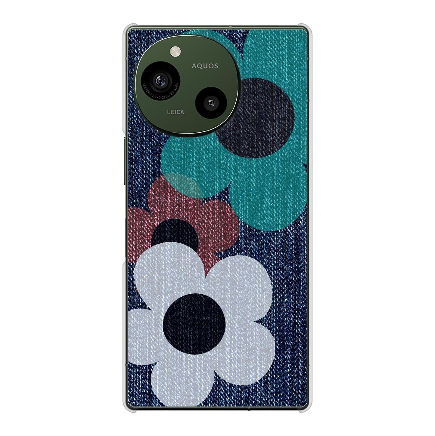AQUOS R10 SH-51F docomo 高画質仕上げ 背面印刷 ハードケース 【EK869 ルーズフラワーinデニム風】