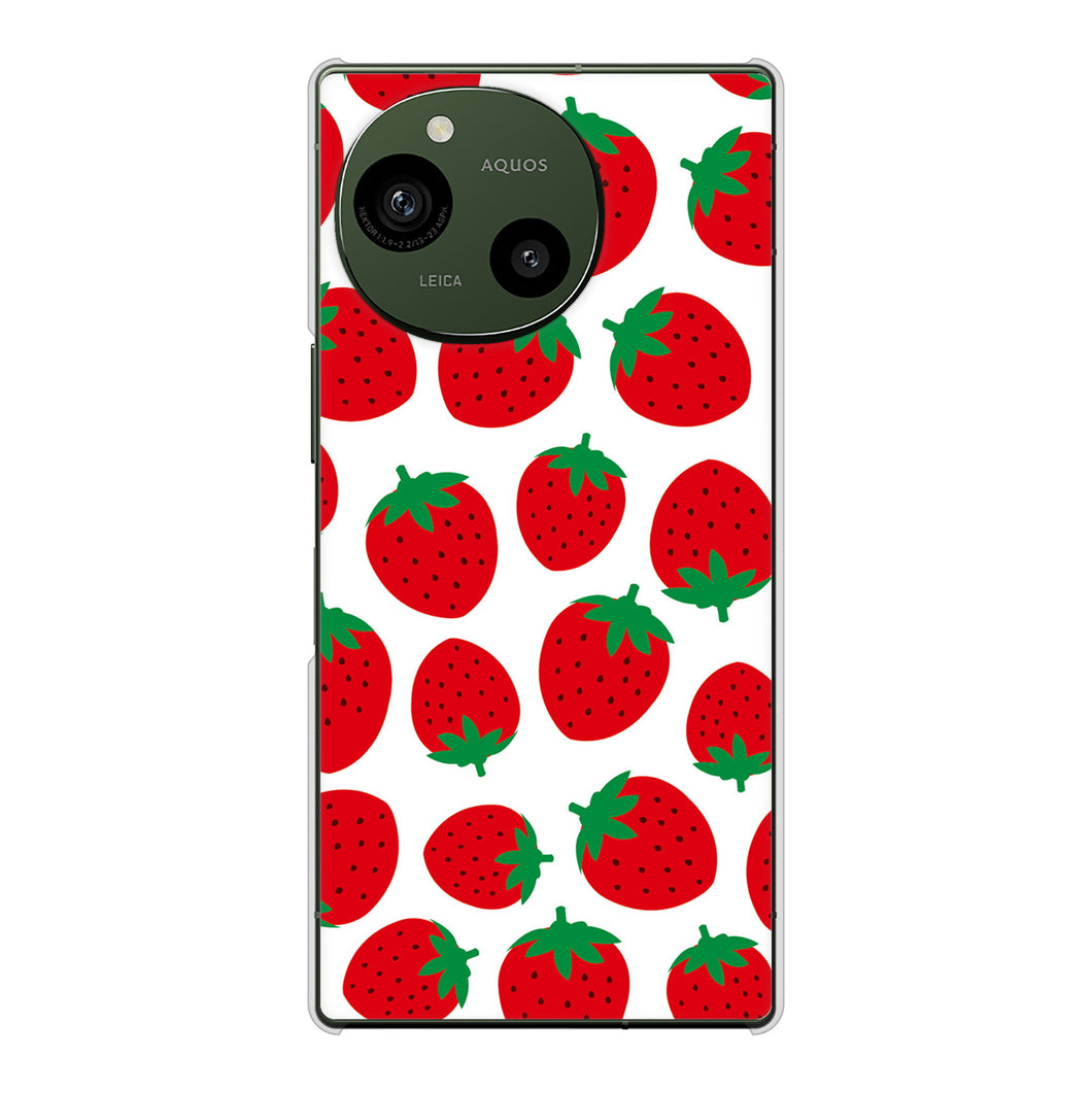 AQUOS R10 SH-51F docomo 高画質仕上げ 背面印刷 ハードケース小さいイチゴ模様