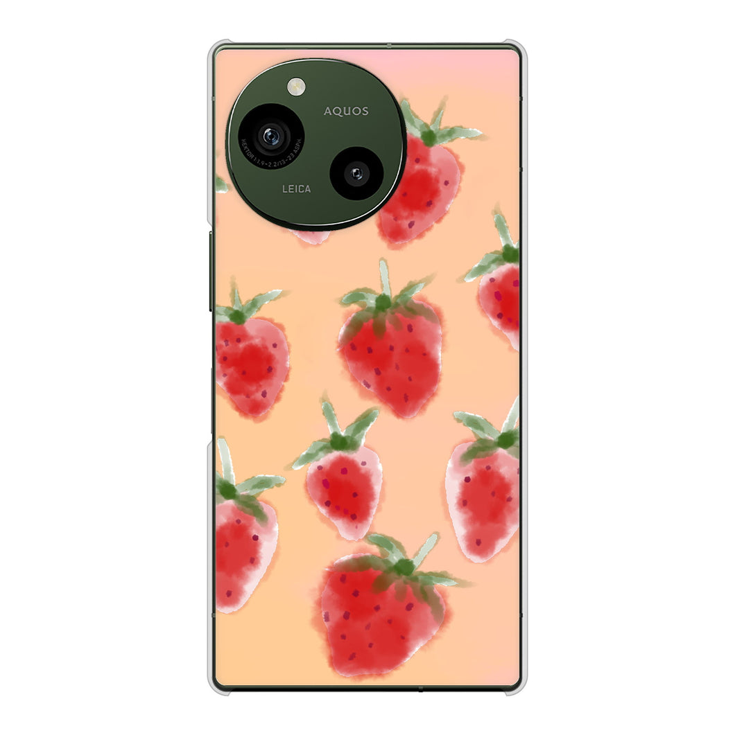AQUOS R10 SH-51F docomo 高画質仕上げ 背面印刷 ハードケースイチゴ 水彩