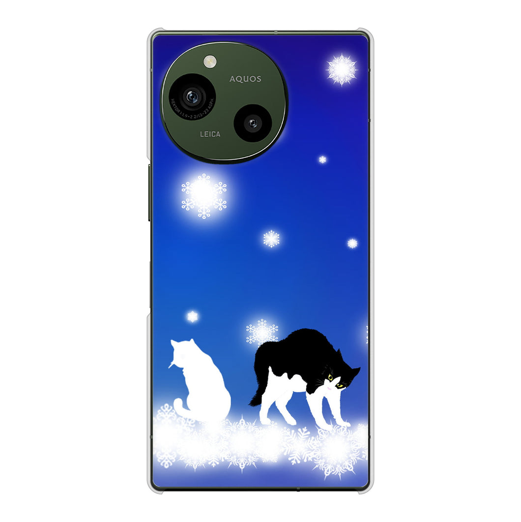 AQUOS R10 SH-51F docomo 高画質仕上げ 背面印刷 ハードケース 【YJ335 雪の結晶 はちわれ】