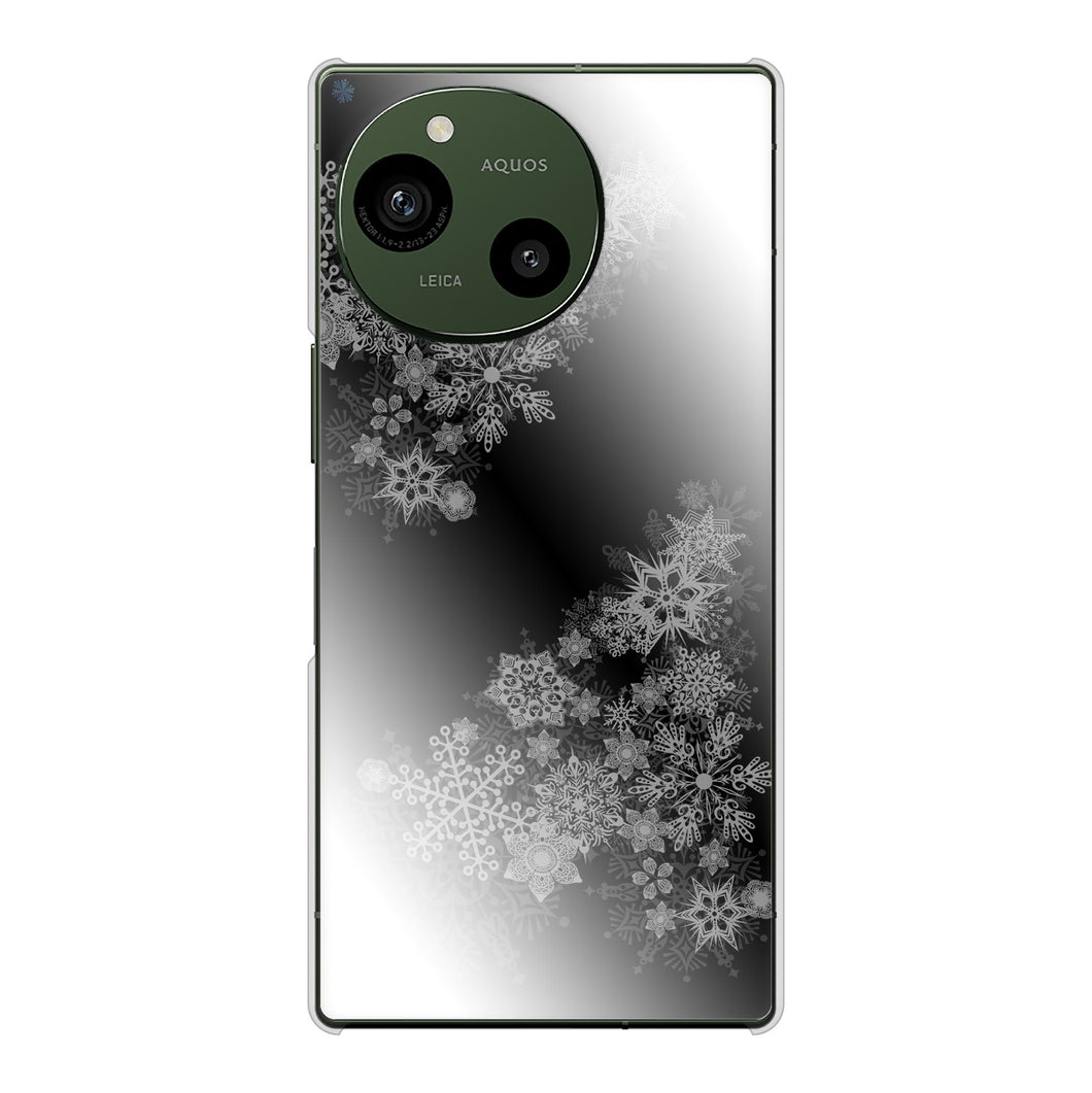 AQUOS R10 SH-51F docomo 高画質仕上げ 背面印刷 ハードケース 【YJ340 モノトーン 雪の結晶 】