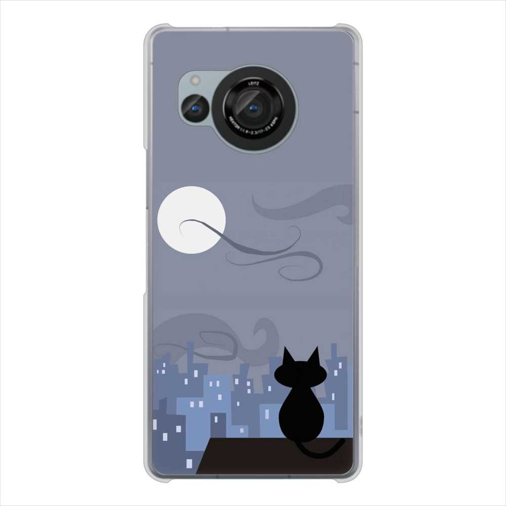 AQUOS R8 SH-52D docomo 高画質仕上げ 背面印刷 ハードケース夜とネコ