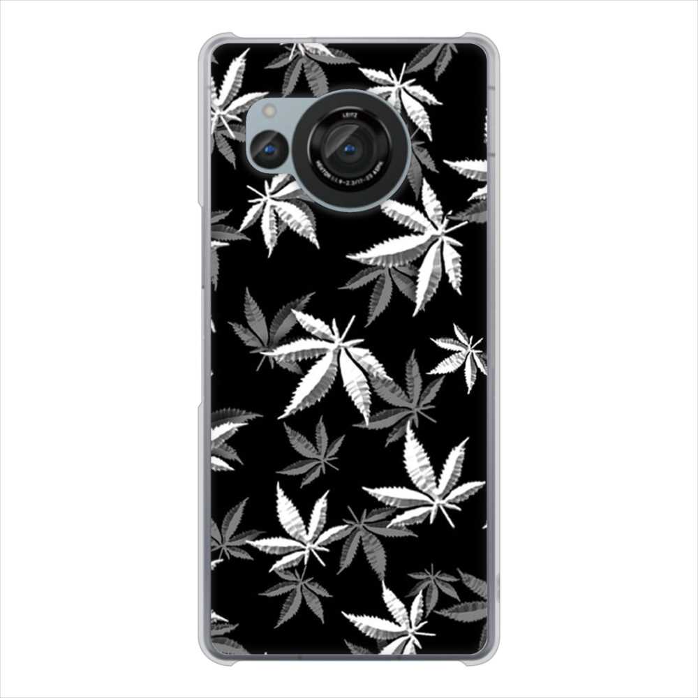 AQUOS R8 SH-52D docomo 高画質仕上げ 背面印刷 ハードケース 【064 モノトーン大麻ブラック】