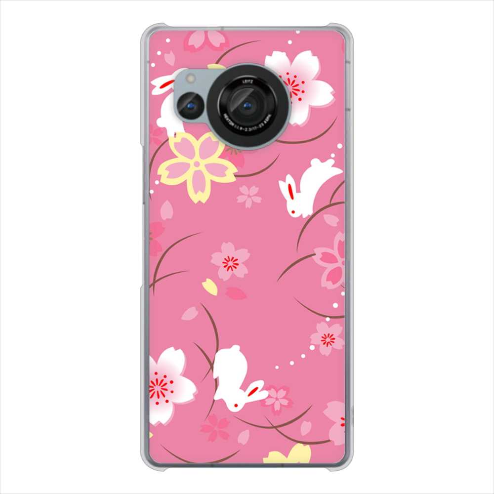 AQUOS R8 SH-52D docomo 高画質仕上げ 背面印刷 ハードケース 【149 桜と白うさぎ】