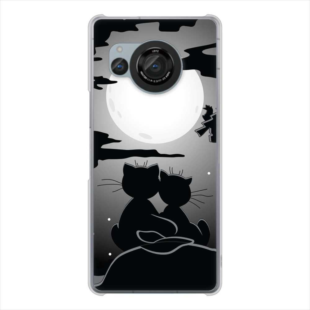 AQUOS R8 SH-52D docomo 高画質仕上げ 背面印刷 ハードケース夜とネコ