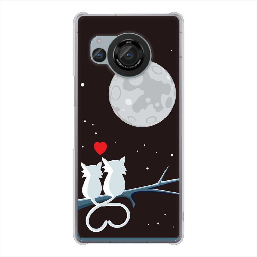 AQUOS R8 SH-52D docomo 高画質仕上げ 背面印刷 ハードケース夜とネコ