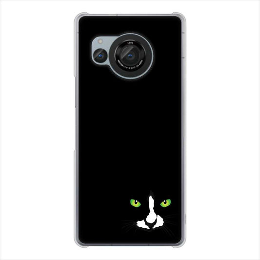 AQUOS R8 SH-52D docomo 高画質仕上げ 背面印刷 ハードケース 【398 黒ネコ】