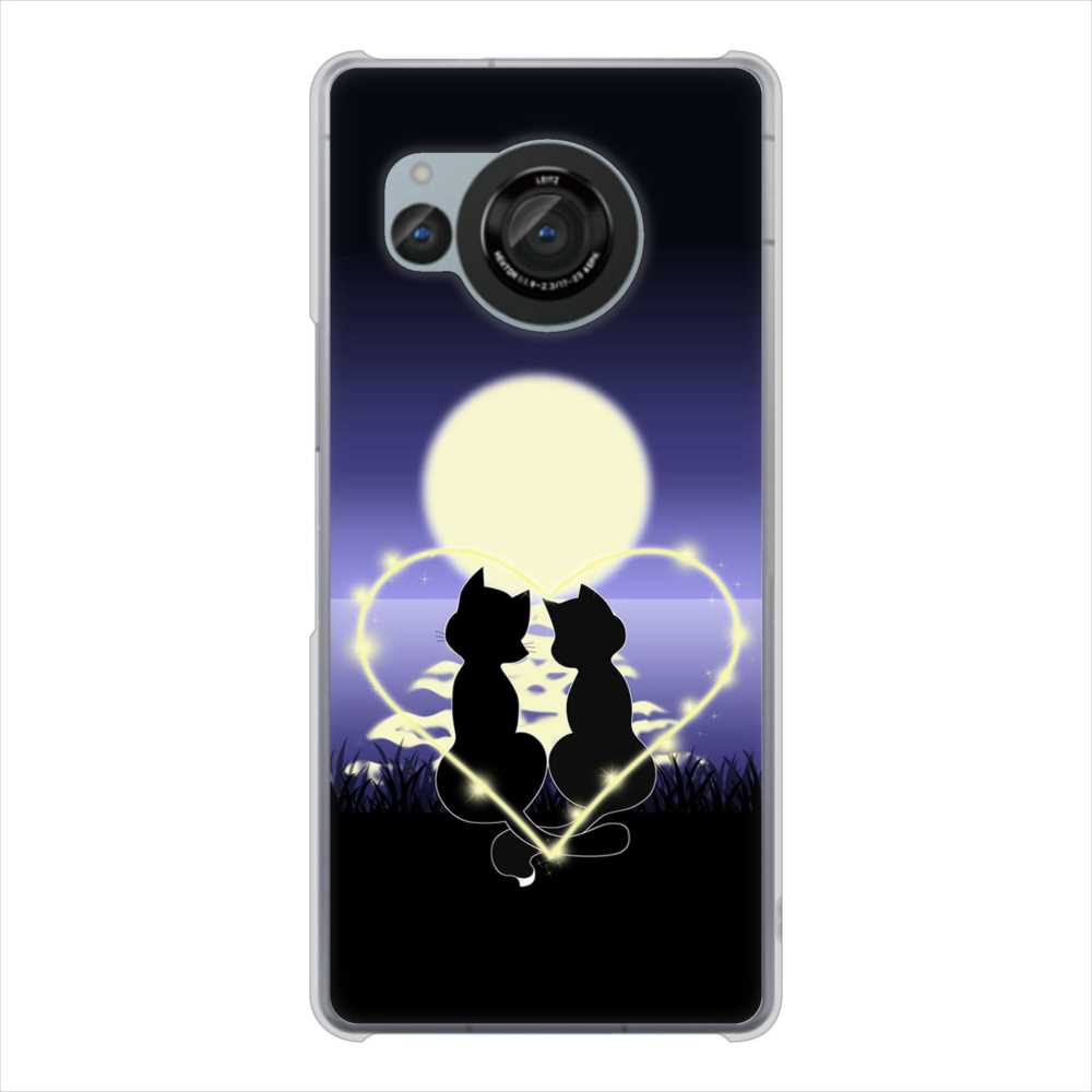 AQUOS R8 SH-52D docomo 高画質仕上げ 背面印刷 ハードケース夜とネコ
