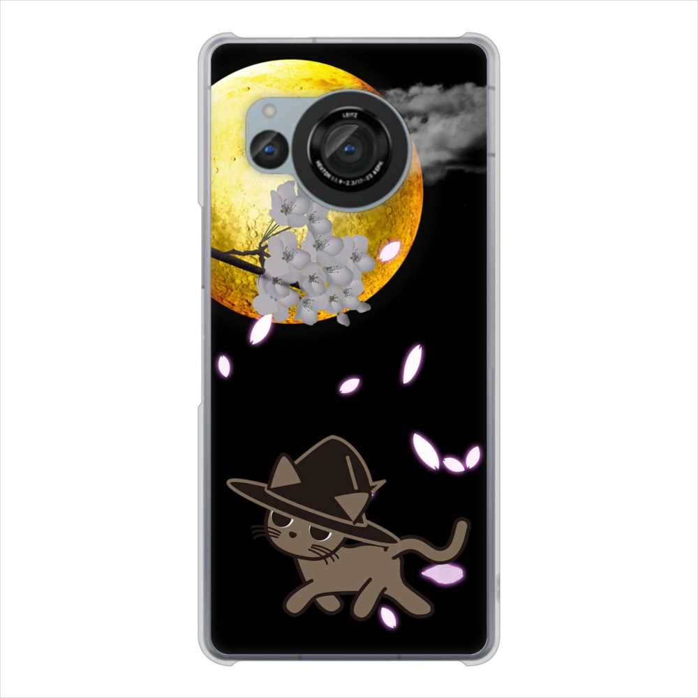 AQUOS R8 SH-52D docomo 高画質仕上げ 背面印刷 ハードケース夜とネコ