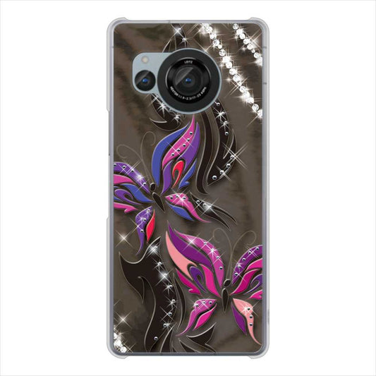 AQUOS R8 SH-52D docomo 高画質仕上げ 背面印刷 ハードケース 【1164 キラめくストーンと蝶】