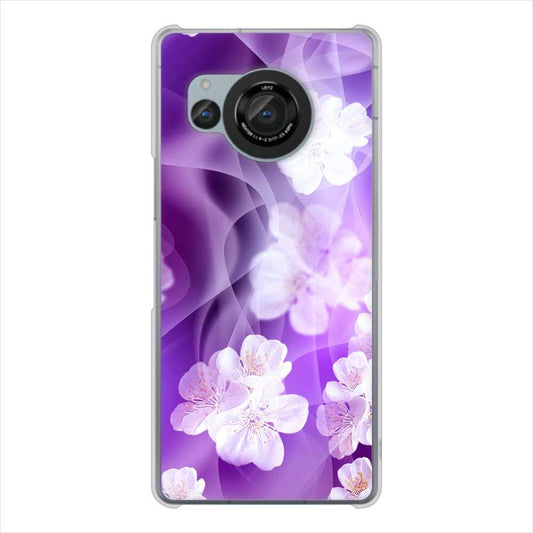 AQUOS R8 SH-52D docomo 高画質仕上げ 背面印刷 ハードケース 【1211 桜とパープルの風】