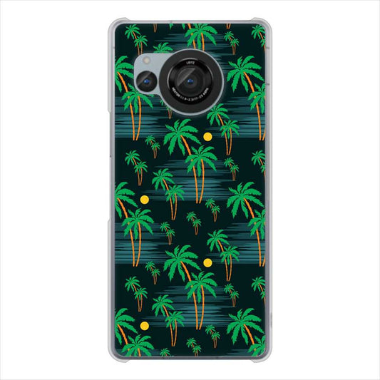 AQUOS R8 SH-52D docomo 高画質仕上げ 背面印刷 ハードケース 【1315 月夜とヤシ】