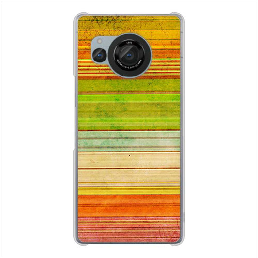 AQUOS R8 SH-52D docomo 高画質仕上げ 背面印刷 ハードケース 【1324 ビンテージボーダー(色彩)】