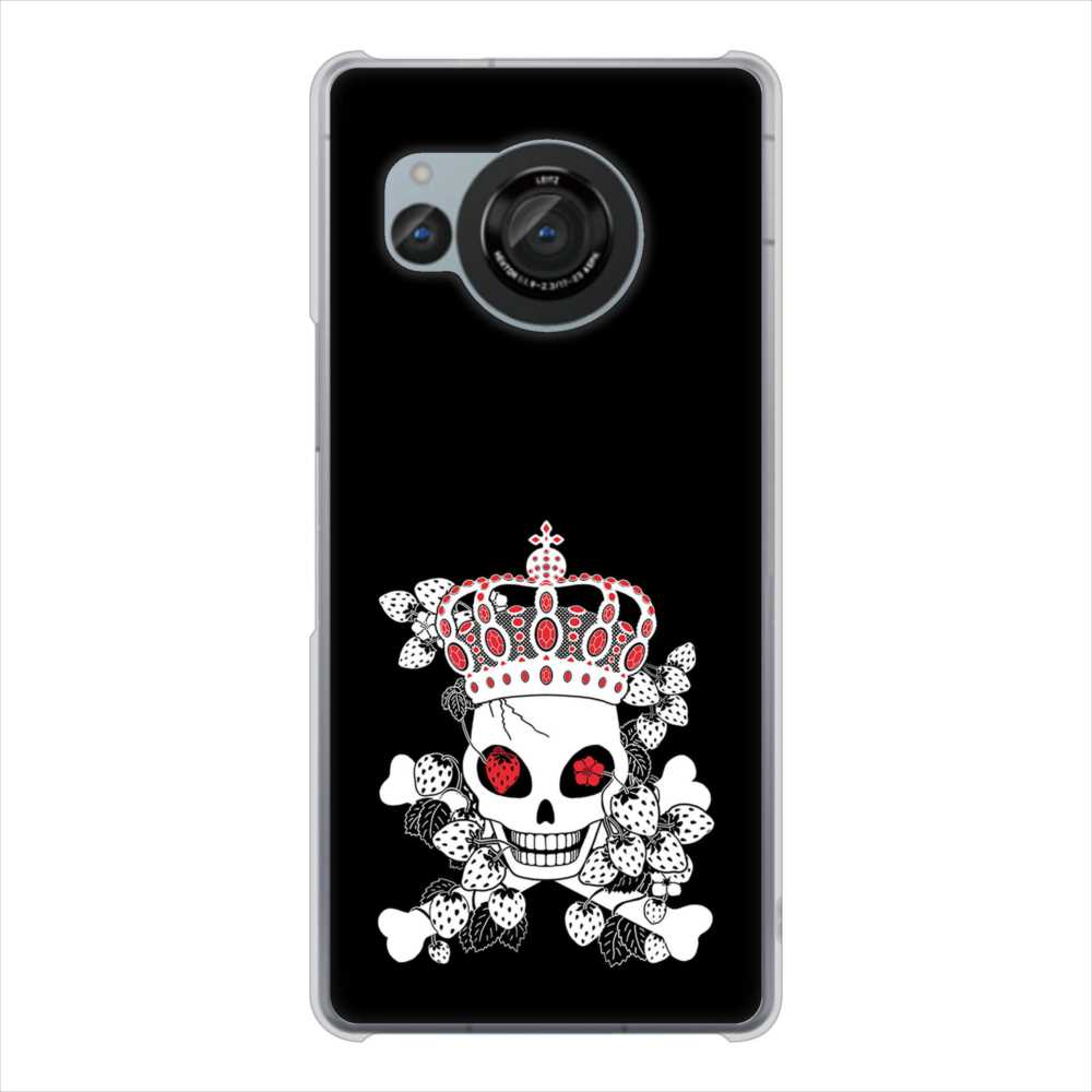 AQUOS R8 SH-52D docomo 高画質仕上げ 背面印刷 ハードケースむかいあぐる 苺骸骨王冠蔦