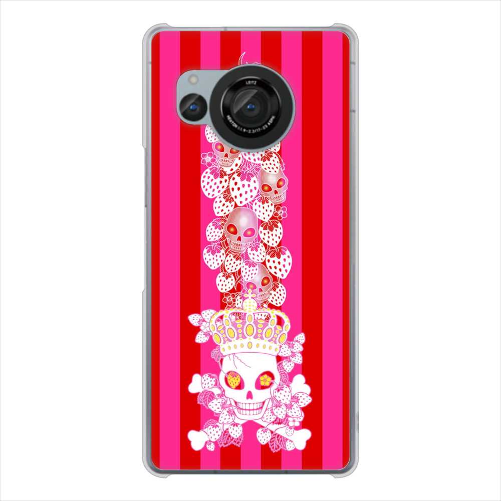 AQUOS R8 SH-52D docomo 高画質仕上げ 背面印刷 ハードケースむかいあぐる 苺骸骨王冠蔦