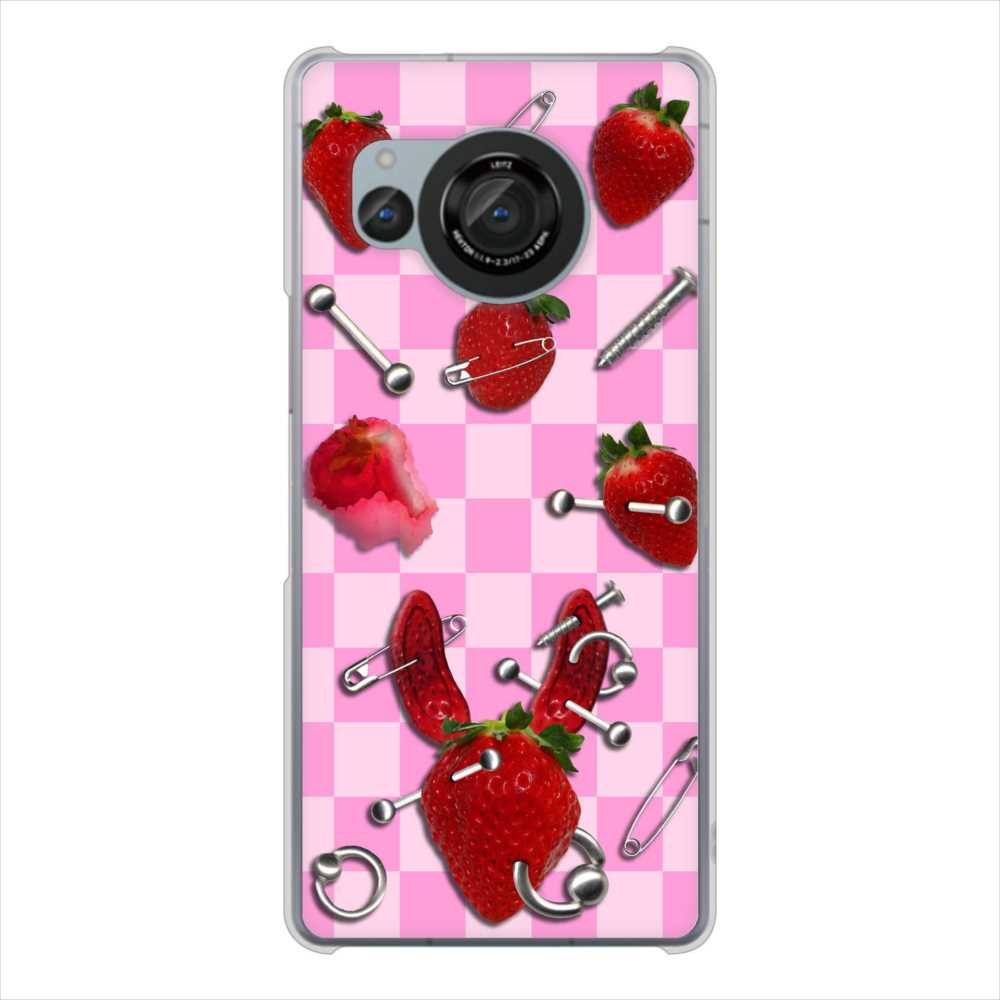 AQUOS R8 SH-52D docomo 高画質仕上げ 背面印刷 ハードケースむかいあぐる 苺パンク