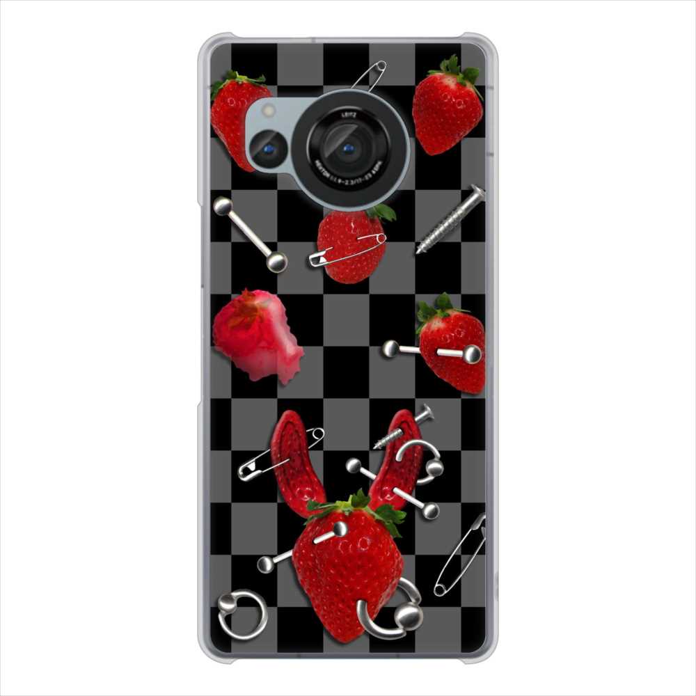 AQUOS R8 SH-52D docomo 高画質仕上げ 背面印刷 ハードケースむかいあぐる 苺パンク