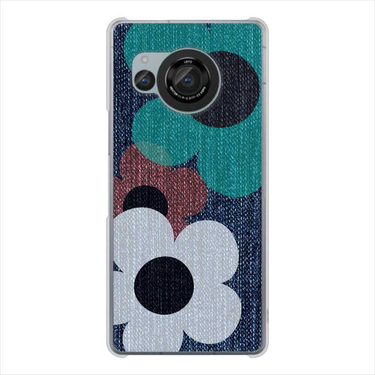 AQUOS R8 SH-52D docomo 高画質仕上げ 背面印刷 ハードケース 【EK869 ルーズフラワーinデニム風】