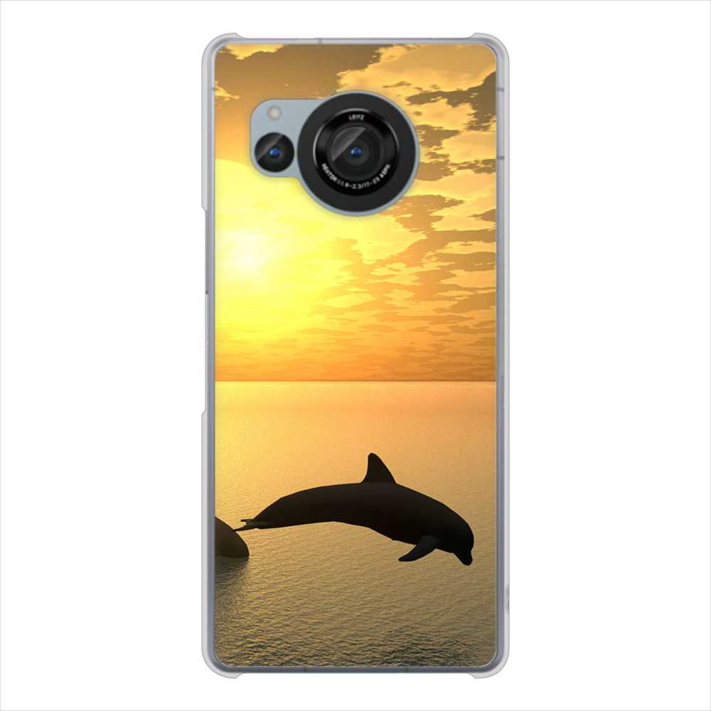 AQUOS R8 SH-52D docomo 高画質仕上げ 背面印刷 ハードケース 【VA845 夕暮れのドルフィン】