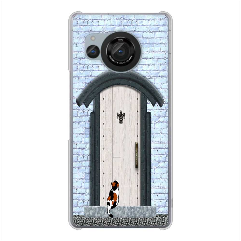 AQUOS R8 SH-52D docomo 高画質仕上げ 背面印刷 ハードケース猫とドア