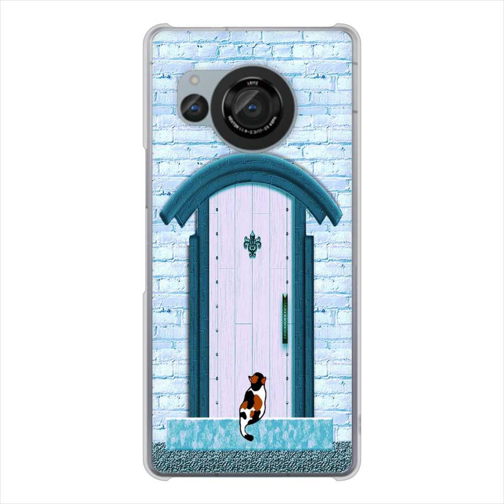 AQUOS R8 SH-52D docomo 高画質仕上げ 背面印刷 ハードケース猫とドア