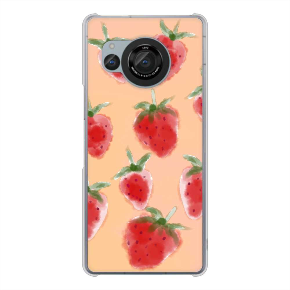 AQUOS R8 SH-52D docomo 高画質仕上げ 背面印刷 ハードケースイチゴ 水彩