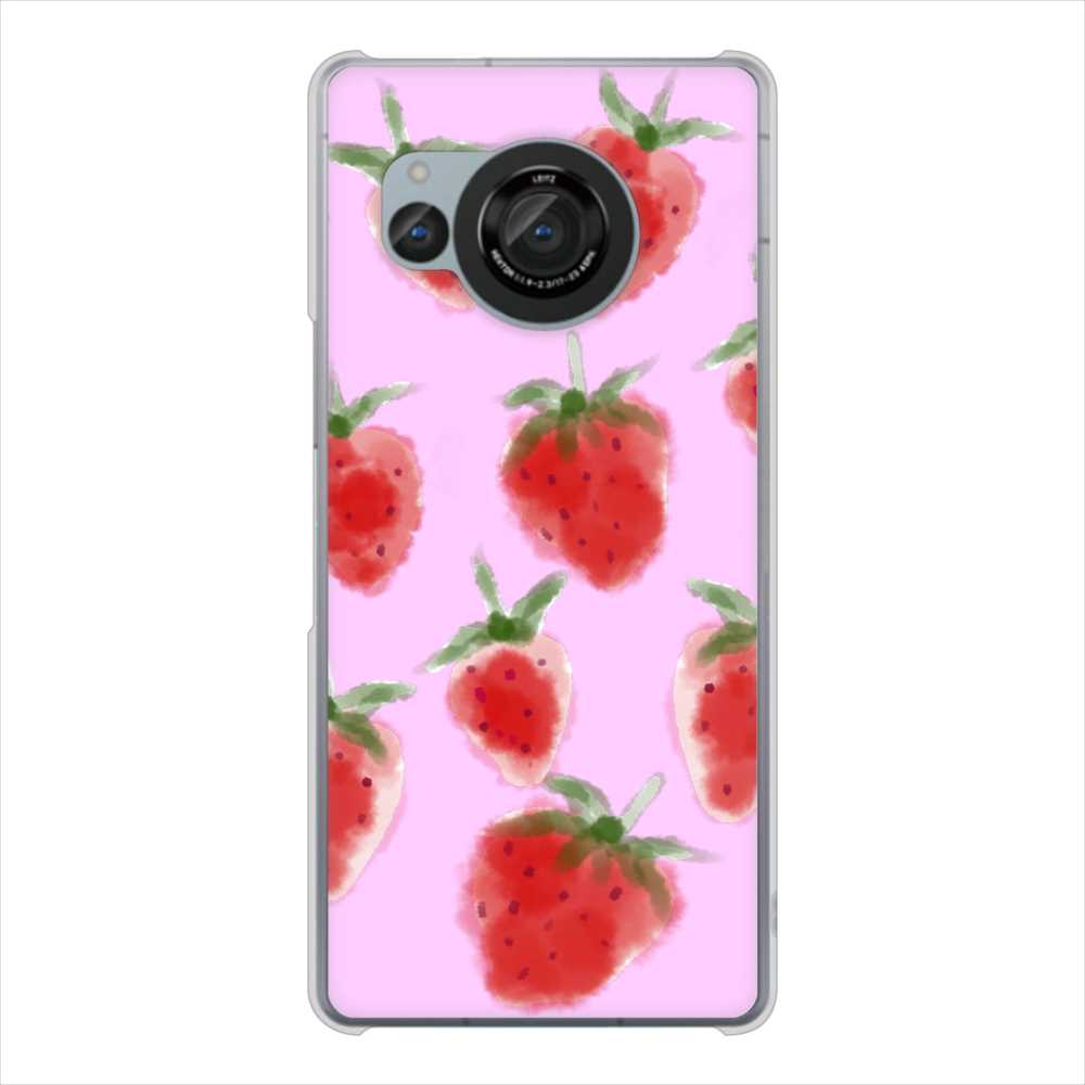 AQUOS R8 SH-52D docomo 高画質仕上げ 背面印刷 ハードケースイチゴ 水彩