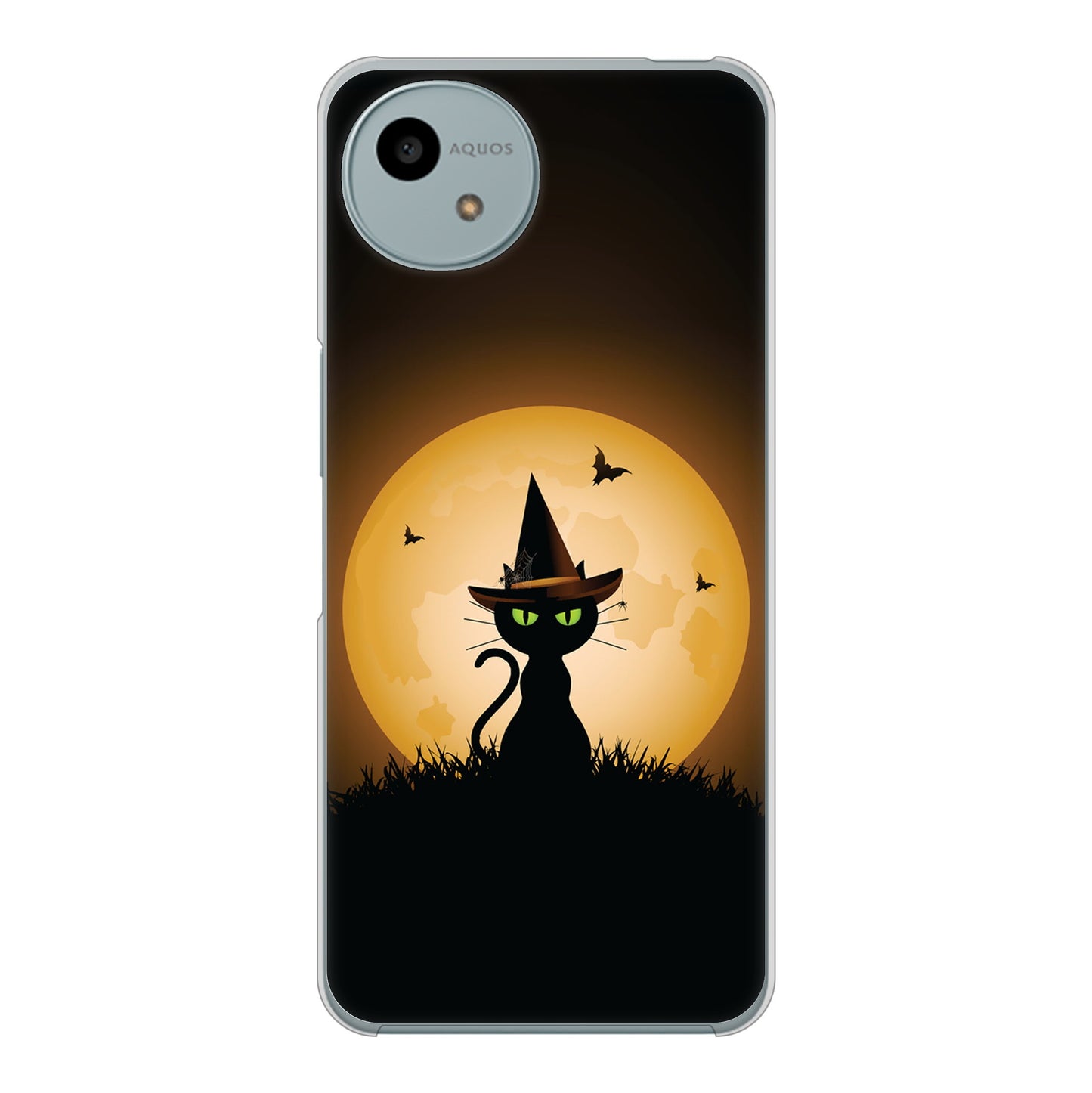 AQUOS wish4 SH-52E docomo 高画質仕上げ 背面印刷 ハードケース夜とネコ