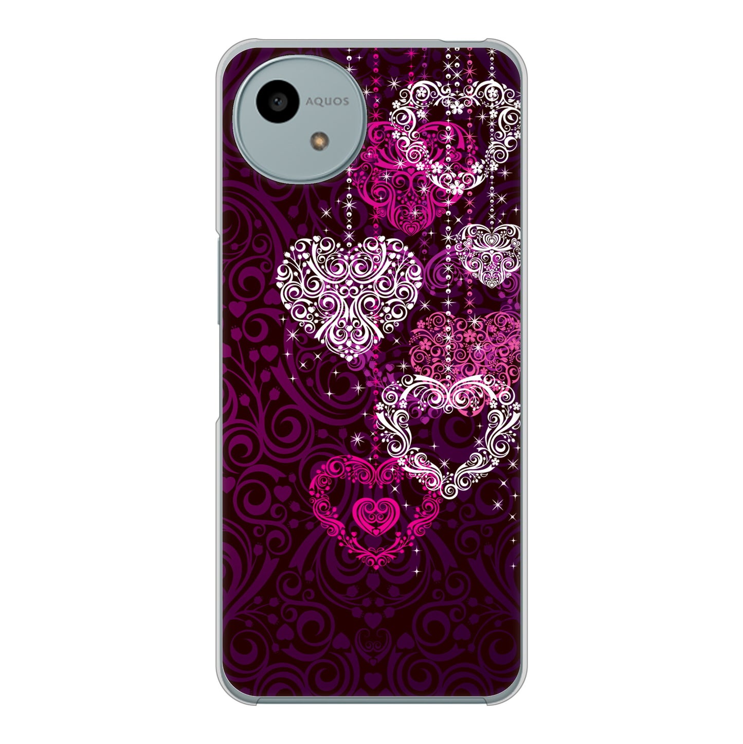 AQUOS wish4 SH-52E docomo 高画質仕上げ 背面印刷 ハードケースきらめきハート