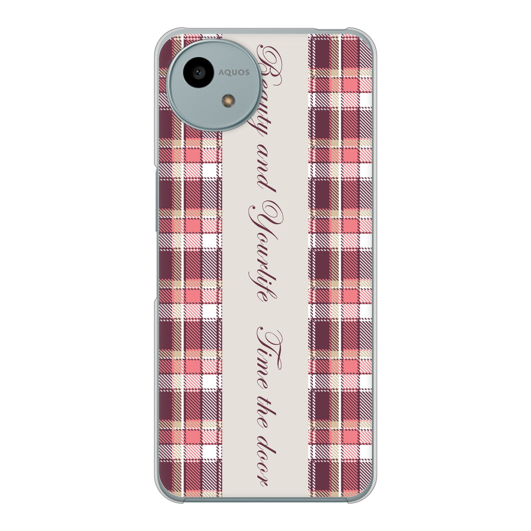 AQUOS wish4 SH-52E docomo 高画質仕上げ 背面印刷 ハードケースピンクチェック