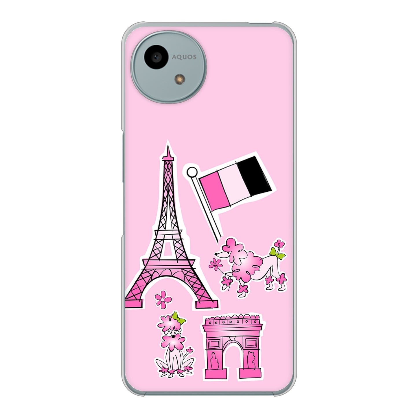 AQUOS wish4 SH-52E docomo 高画質仕上げ 背面印刷 ハードケースLOVE フランス