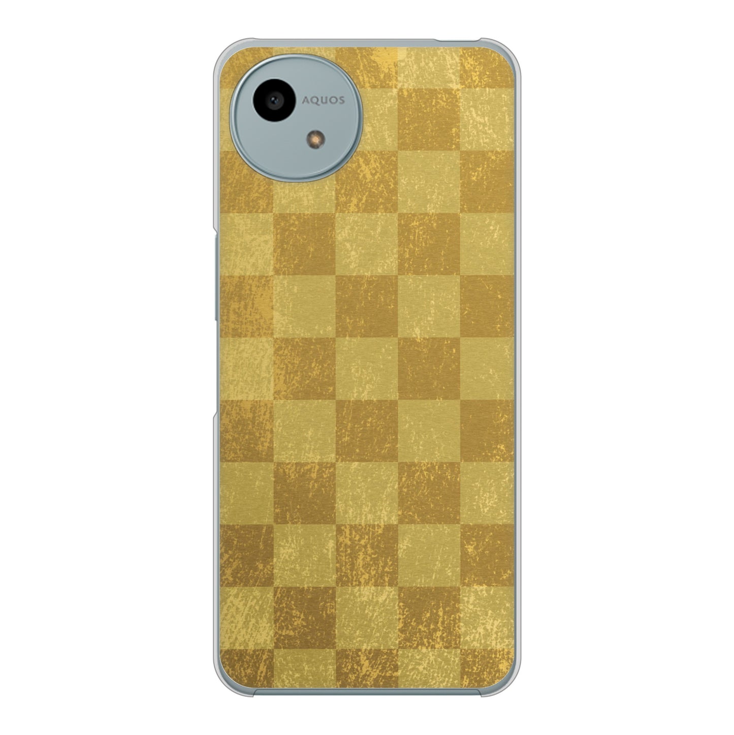 AQUOS wish4 SH-52E docomo 高画質仕上げ 背面印刷 ハードケース 【619 市松模様-金(骨董風に傷んだイメージ)】