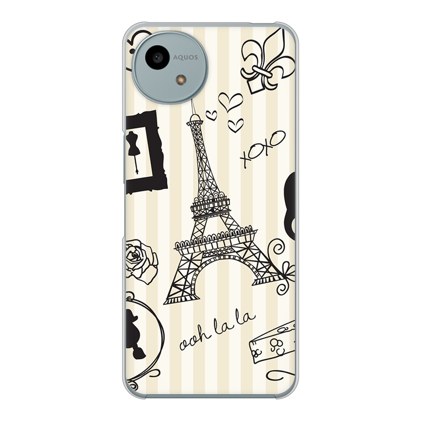 AQUOS wish4 SH-52E docomo 高画質仕上げ 背面印刷 ハードケースLOVE フランス