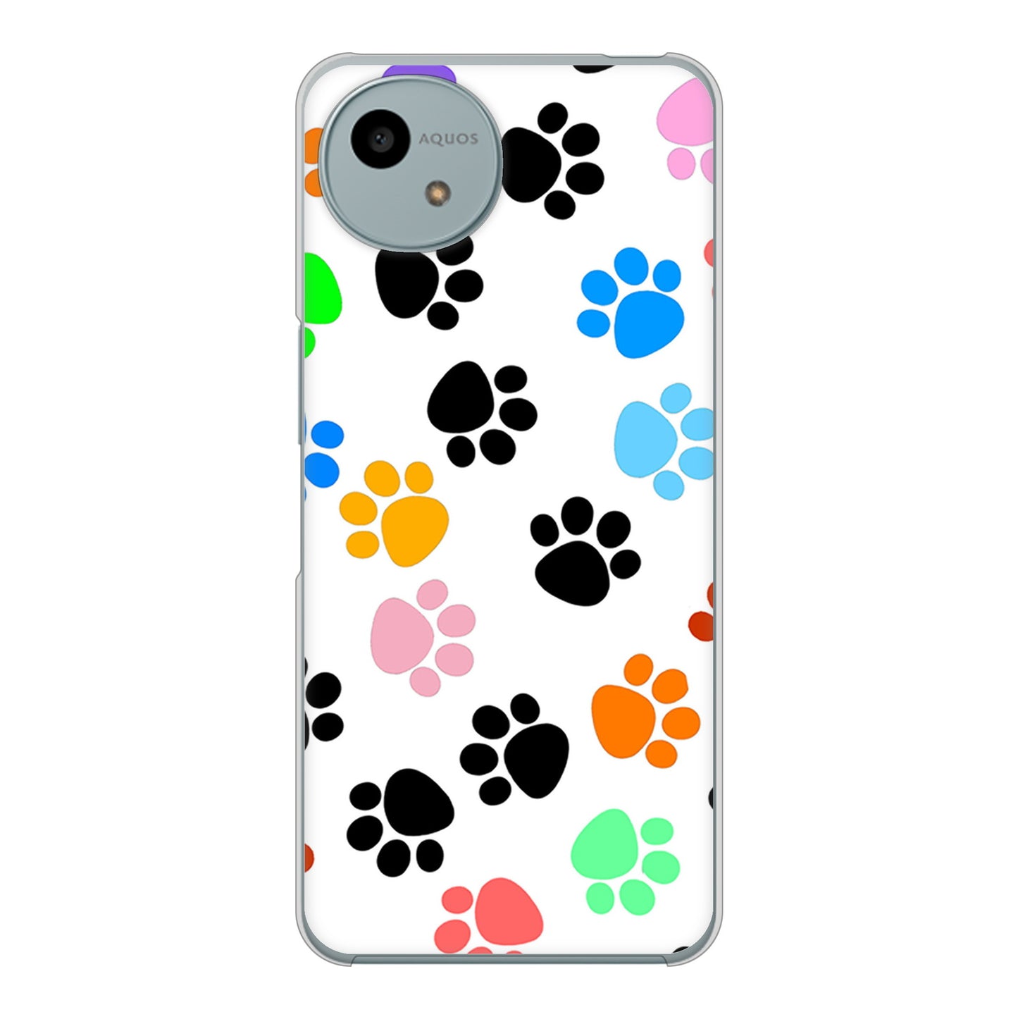 AQUOS wish4 SH-52E docomo 高画質仕上げ 背面印刷 ハードケース 【1108 あしあとカラフル】