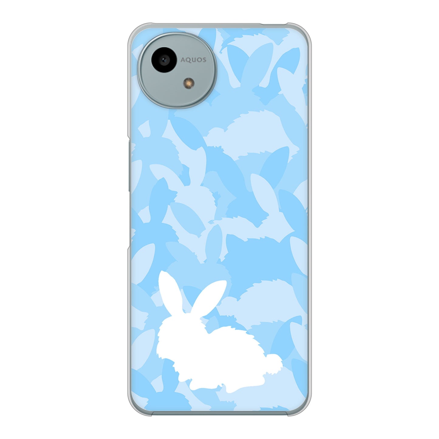 AQUOS wish4 SH-52E docomo 高画質仕上げ 背面印刷 ハードケースむかいあぐる うさぎ迷彩風