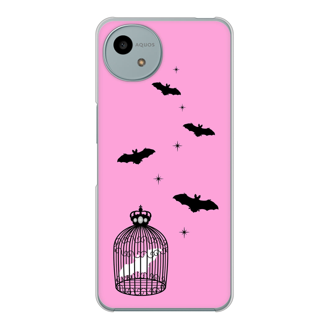 AQUOS wish4 SH-52E docomo 高画質仕上げ 背面印刷 ハードケースむかいあぐる こうもりの王冠鳥かご