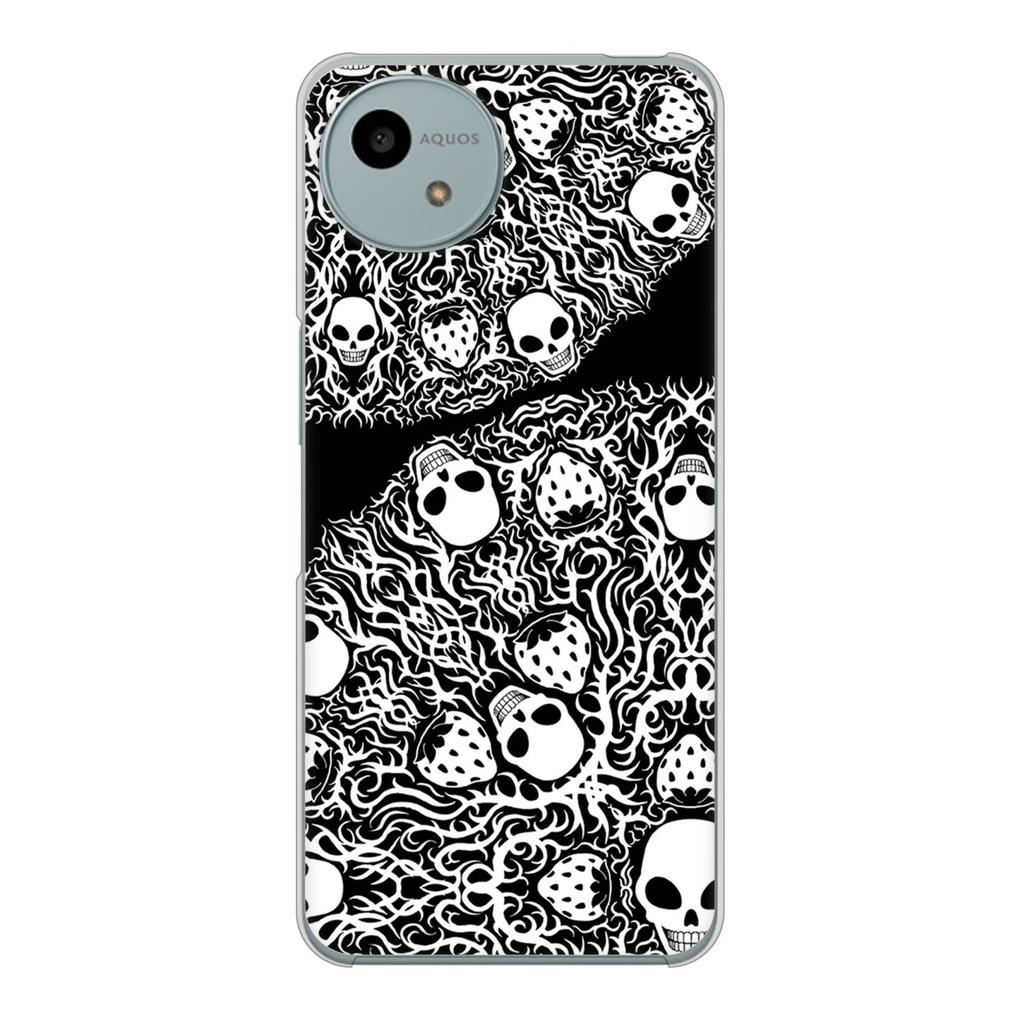 AQUOS wish4 SH-52E docomo 高画質仕上げ 背面印刷 ハードケースむかいあぐる 苺骸骨曼荼羅