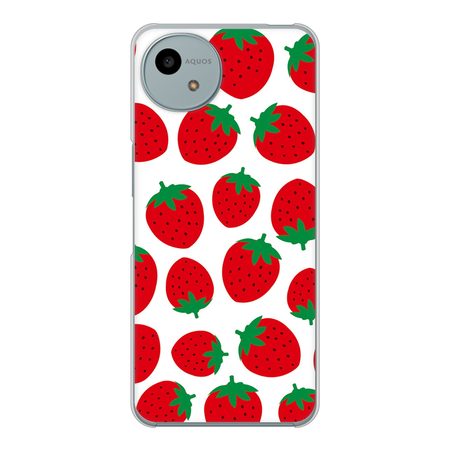 AQUOS wish4 SH-52E docomo 高画質仕上げ 背面印刷 ハードケース小さいイチゴ模様