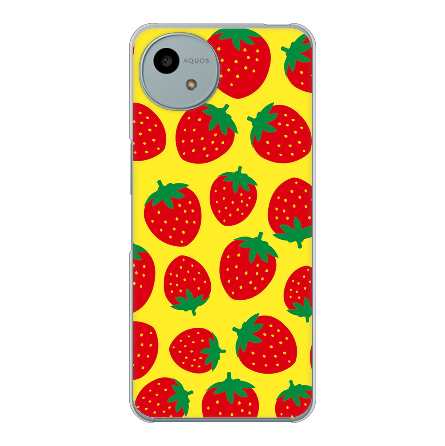 AQUOS wish4 SH-52E docomo 高画質仕上げ 背面印刷 ハードケース小さいイチゴ模様