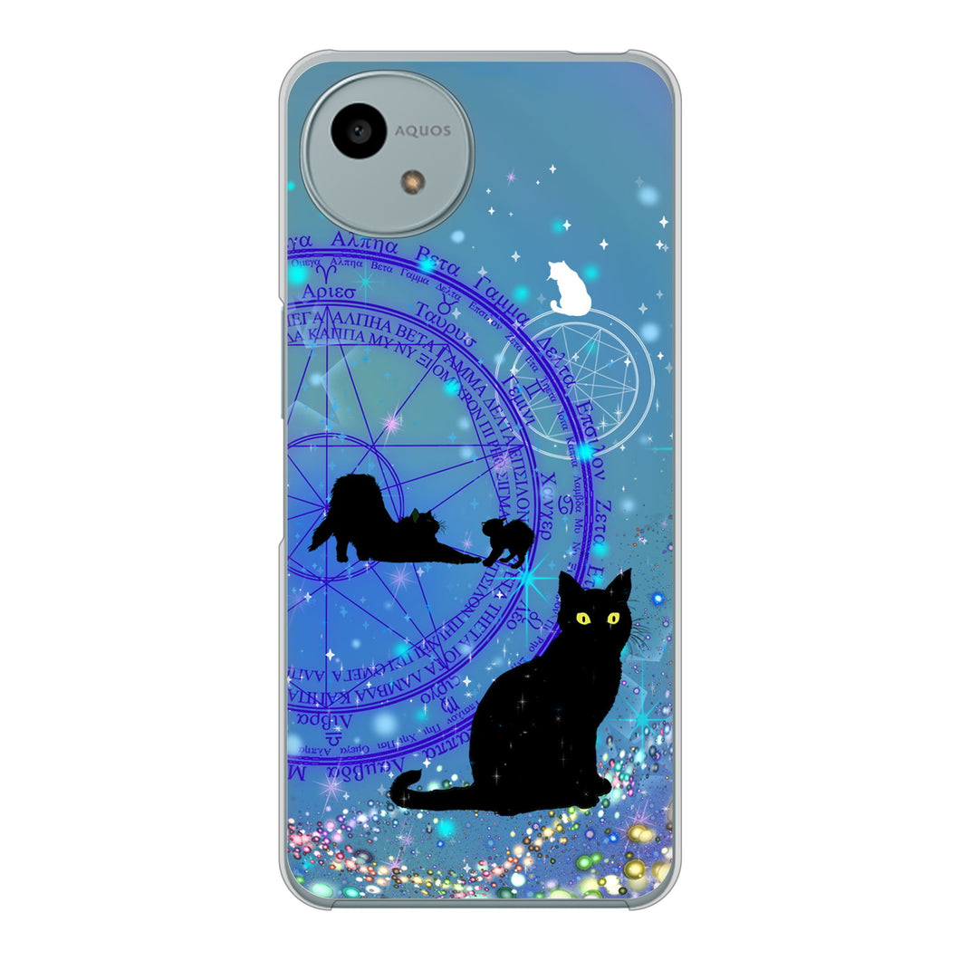 AQUOS wish4 SH-52E docomo 高画質仕上げ 背面印刷 ハードケース魔法陣猫
