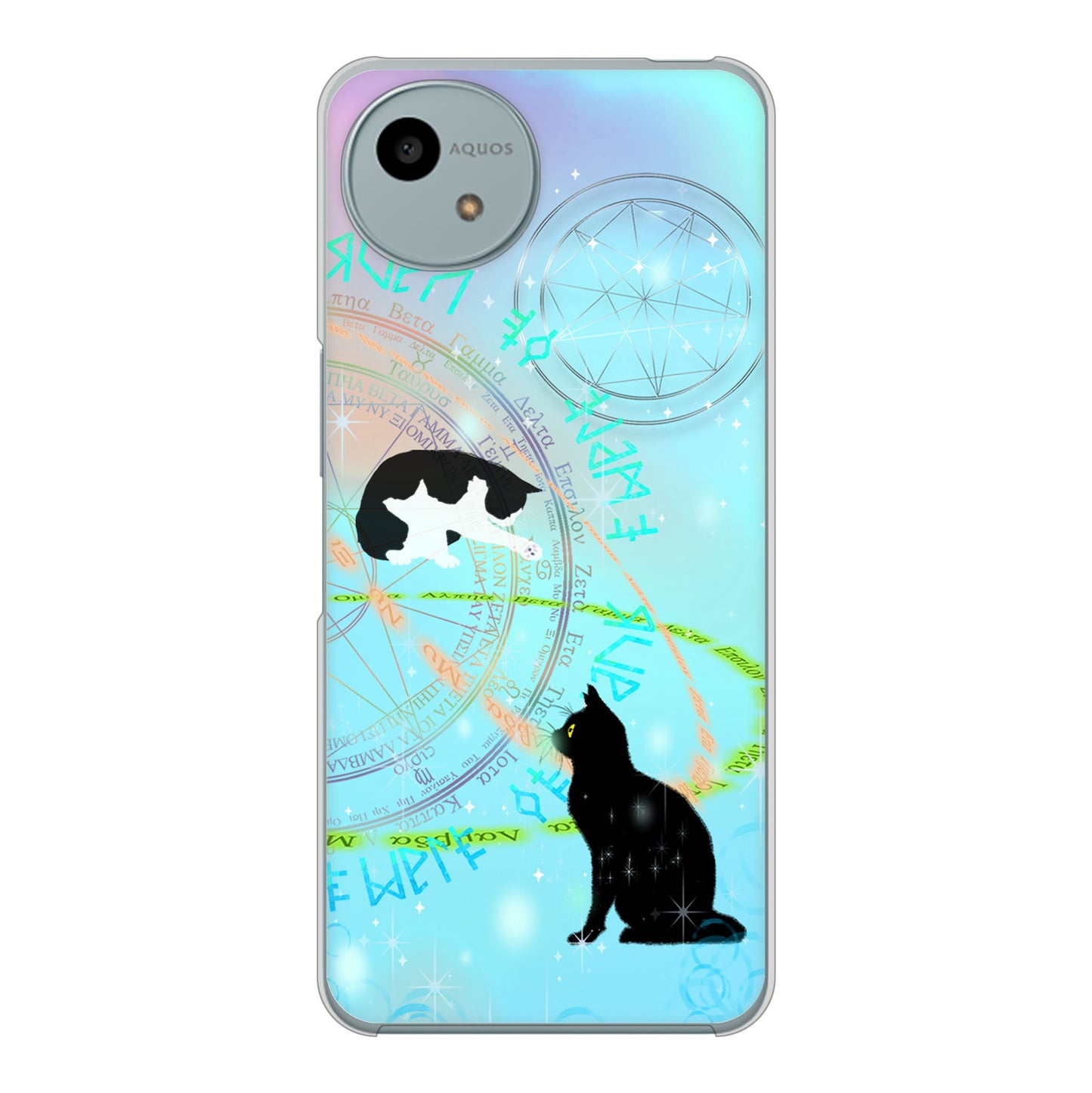 AQUOS wish4 SH-52E docomo 高画質仕上げ 背面印刷 ハードケース魔法陣猫