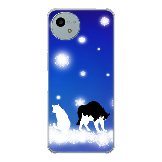 AQUOS wish4 SH-52E docomo 高画質仕上げ 背面印刷 ハードケース 【YJ335 雪の結晶 はちわれ】