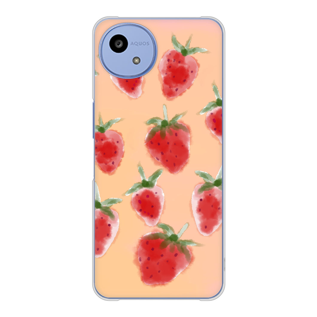 AQUOS wish5 SH-52F docomo 高画質仕上げ 背面印刷 ハードケースイチゴ 水彩