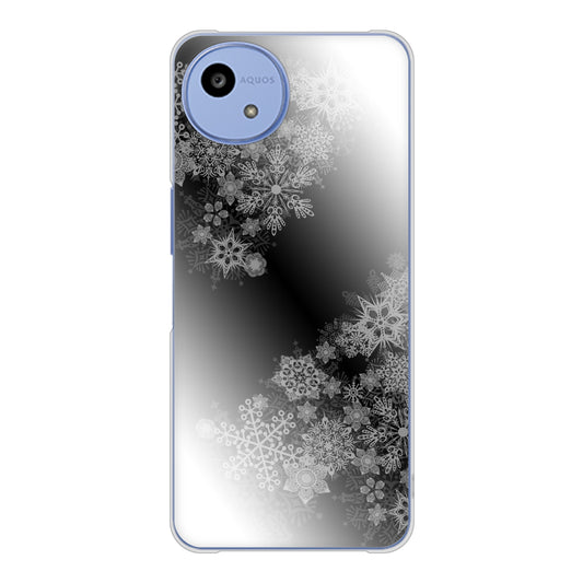 AQUOS wish5 SH-52F docomo 高画質仕上げ 背面印刷 ハードケース 【YJ340 モノトーン 雪の結晶 】