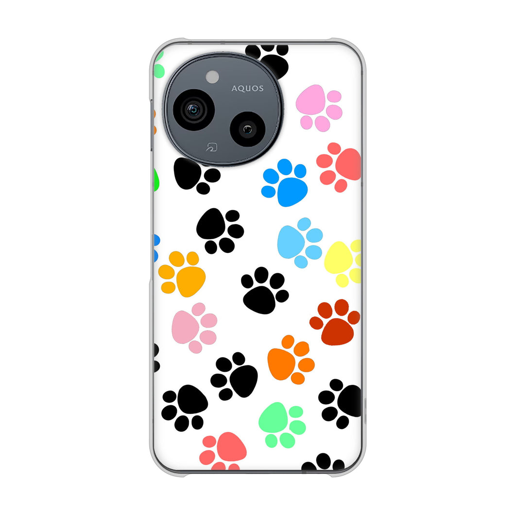 AQUOS sense9 SH-53E docomo 高画質仕上げ 背面印刷 ハードケース 【1108 あしあとカラフル】