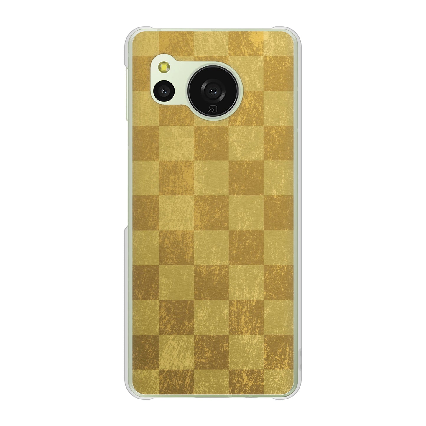 AQUOS sense8 SH-54D docomo 高画質仕上げ 背面印刷 ハードケース 【619 市松模様-金(骨董風に傷んだイメージ)】