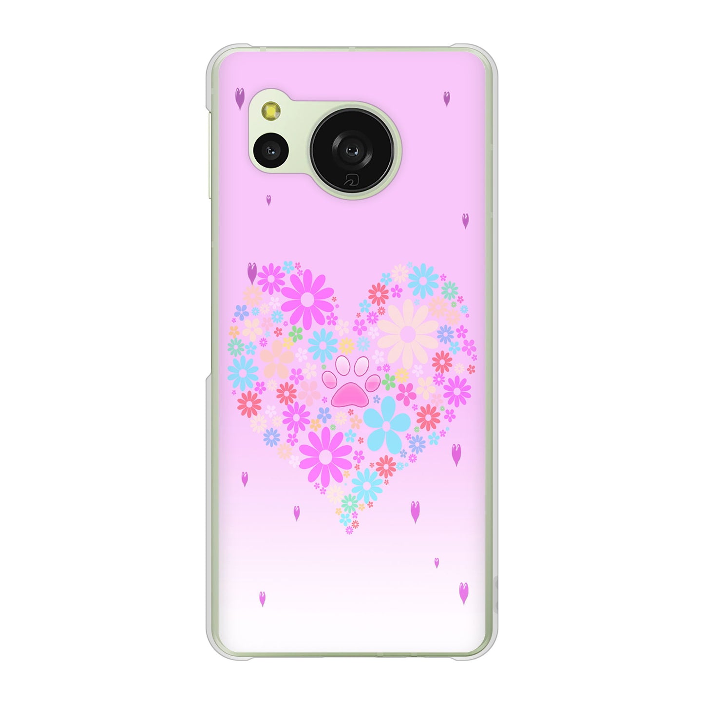 AQUOS sense8 SH-54D docomo 高画質仕上げ 背面印刷 ハードケースハートと肉球